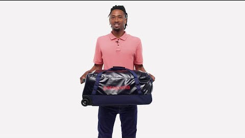 Short video showcasing the Patagonia black hole wheeled duffel bag in 70L