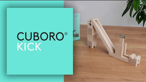 Video showing the Cuboro Kick Wooden Marble Run Set in detail.