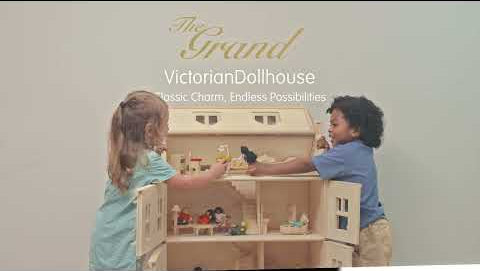Video featuring the PlanToys Grand Victorian Dollhouse played with by children.