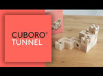 VCideo showing the Cuboro Tunnel Wooden Marble Run Set in detail.