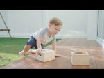 A video featuring the PlanToys Punch & Drop wooden toy. 