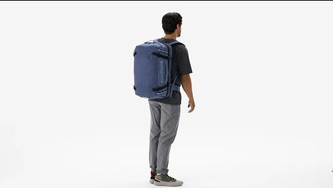 Short video showing the features on the Patagonia black hole 45 litre MLC travel backpack