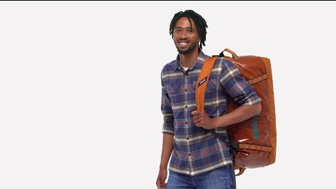 Short video showcasing Patagonia's 70L black hole duffel bag