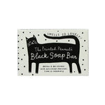 The Printed Peanut Black Cat soap packaging with cat illustration, charcoal soap with rosemary and lime, illustrated gift soap box.