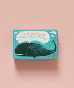 The Printed Peanut aloe vera natural handmade soap bar in a decorative cardboard packaging box.