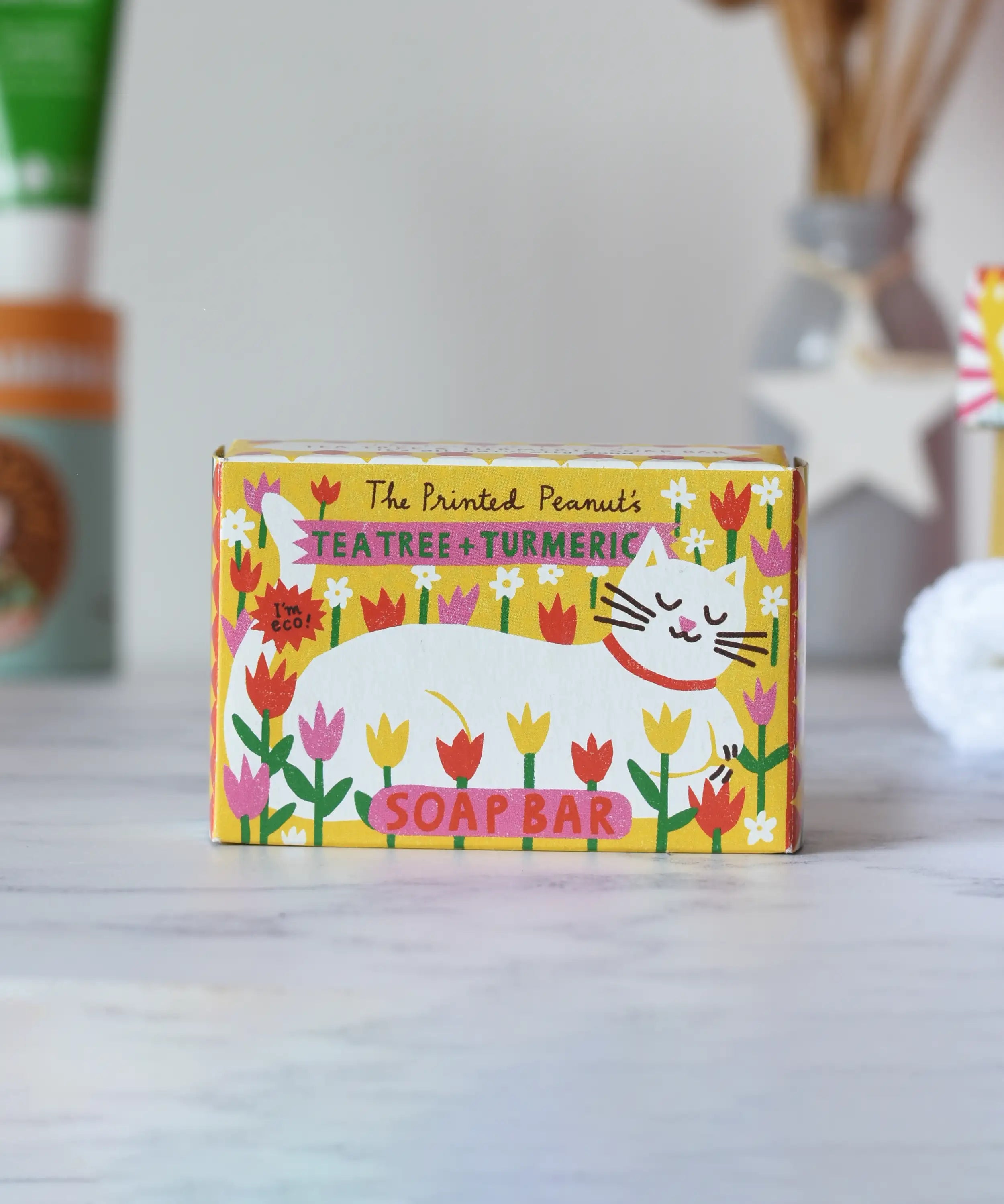 The Printed Peanut handmade, natural, vegan soap bar with illustrated cat packaging by UK artist.