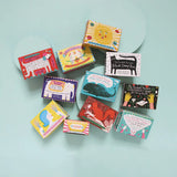 Range of The Printed Peanut handmade gift soaps with different essential oil scents, with illustrated packaging made in the UK.