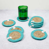 Dessous de verre en jute et joncs de mer ReSpiin - Turquoise