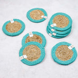 Dessous de verre en jute et joncs de mer ReSpiin - Turquoise