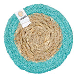 Dessous de verre en jute et joncs de mer ReSpiin - Turquoise