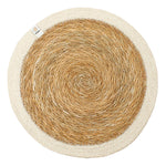 The ReSpiin seagrass and jute natural tablemat with a white coloured ring.