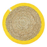 The ReSpiin seagrass and jute natural tablemat with a yellow coloured ring.