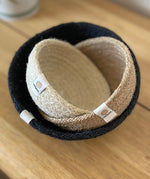 Respiin set of 3 natural mini bowls in natural, cream and black colour stacked