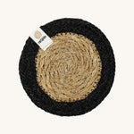 The ReSpiin natural jute and seagrass coaster in black.