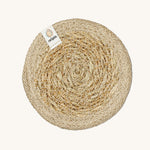 The ReSpiin natural jute and seagrass coaster in natural.