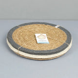 Stack of Respiin set of 6 jute table mats tied up with and held with yarn