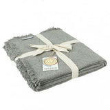 Jeté en laine uni gris clair ReSpiin avec franges