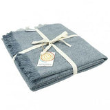 ReSpiin Denim Zig Zag Jeté en laine avec franges