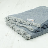 ReSpiin Denim Zig Zag Jeté en laine avec franges