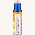 Roll On Sleep Well Essential Oil Blend a blue galss bottle showing roll-on applicator.