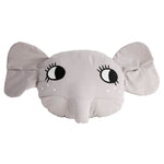 Roommate kids organic cotton grey elephant cushion on a white background