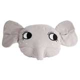Roommate kids organic cotton grey elephant cushion on a white background