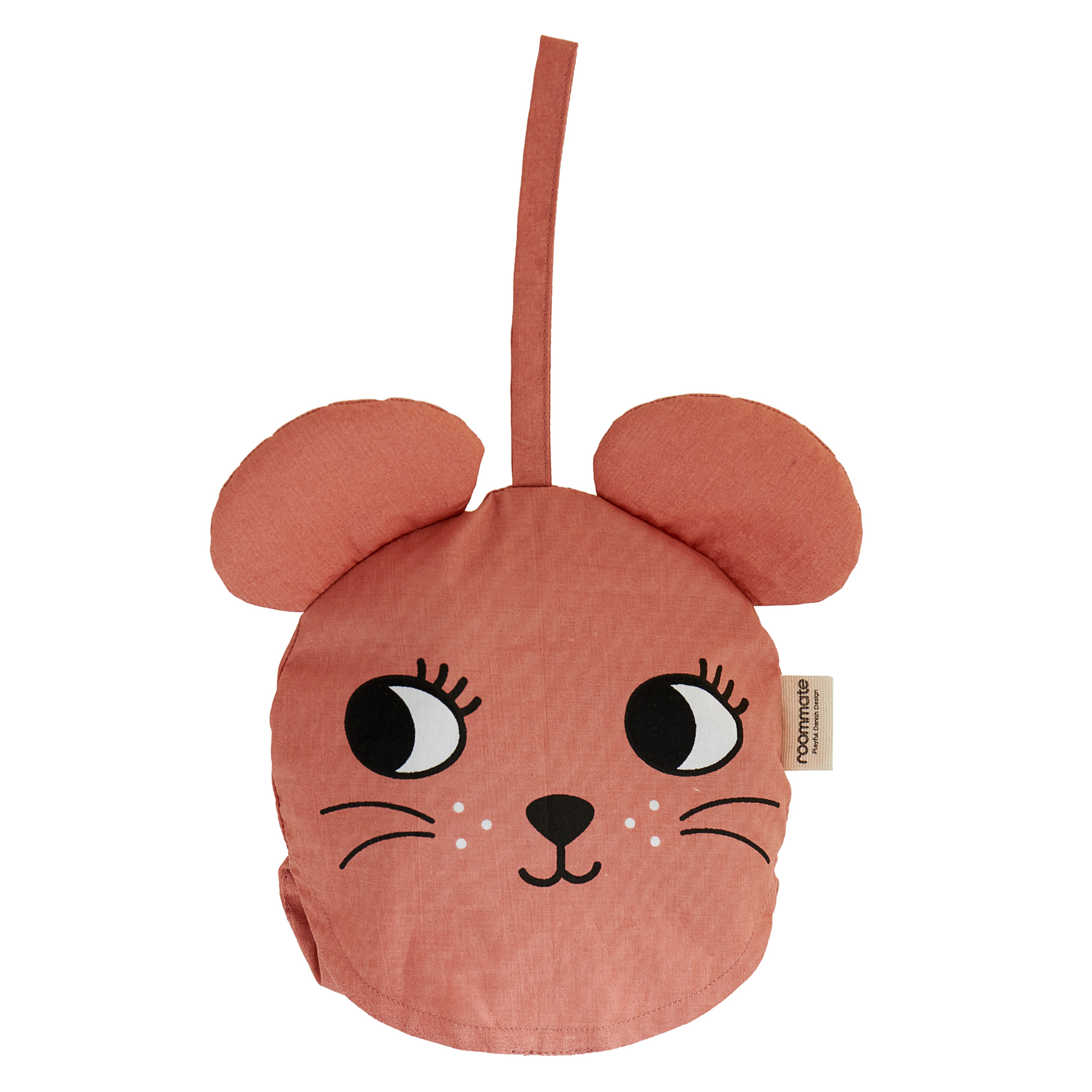 The Mouse bucket hat from Roommate, folded into itself to reveal a mouse face with a hanging loop.