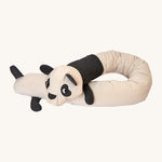 A long Roommate panda cusion lied flat on a cream background