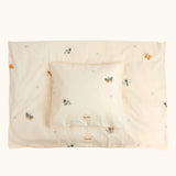 Roommate single organic cotton duvet set with a baby bugs print on a cream background. 