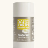 Salt Of The Earth refillable deodorant stick in 100% natural amber and sandalwood fragrance