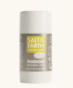 Salt Of The Earth refillable deodorant stick in 100% natural amber and sandalwood fragrance