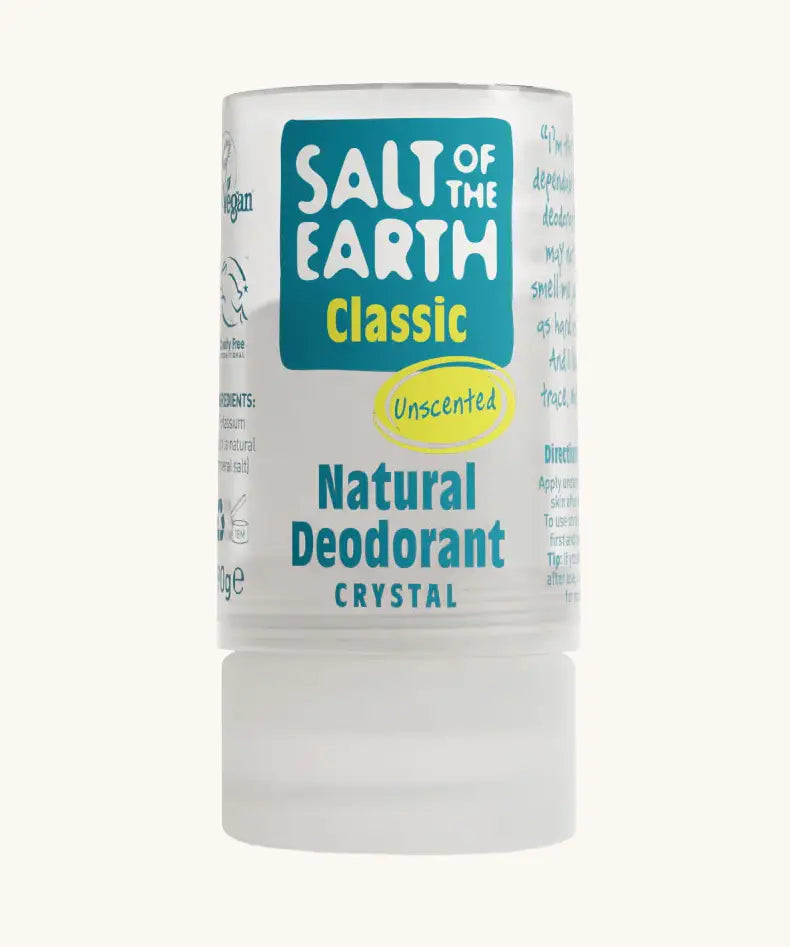Salt Of The Earth classic unscented crystal deodorant stick made from 100% natural mineral salt