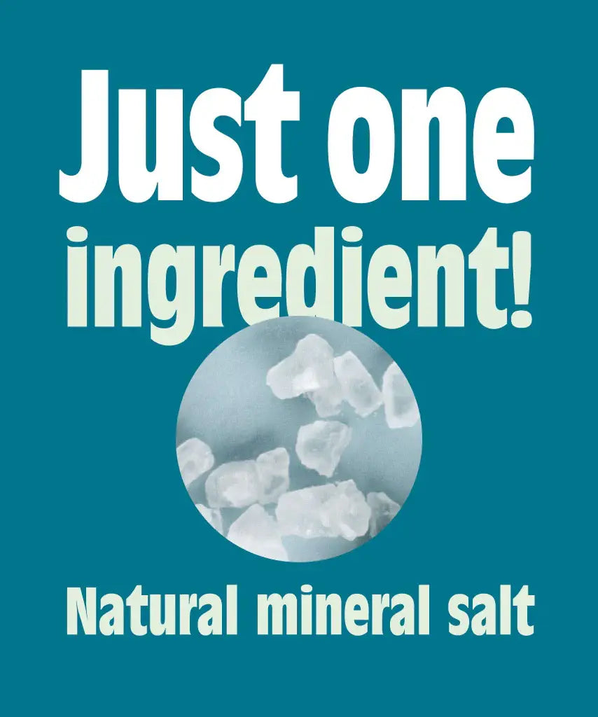 Salt Of The Earth crystal deodorant stick infographic showing only natural mineral salt ingredients