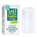 Salt of the Earth Plastic-Free Crystal Deodorant Stick 75g pictured next to packaging