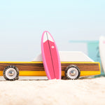 Picture of the Candylab Santa Monica Surf Set surfboard wooden toy box.