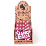 Hand Blocks Soap Bar and Box in Black Cherry on a white speckled background