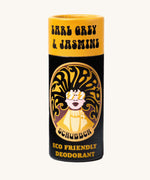 The Scrubber plastic-free natural deodorant with groovy packaging, in an earl grey and jasmine fragrance