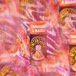 The Scrubber plastic-free natural deodorant with groovy packaging, on a psychedelic background
