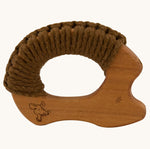 SENGER wooden grasping and teething Hedgehog made with oiled cherry wood and brown yarn