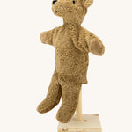 Senger beige bear Hand Puppet on a stand.