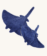 The small and large cuddly manta ray organic stuffed toys from Senger, together for size comparison