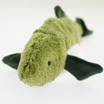 A head-on view of the Senger organic cotton cuddly stuffed fish toy