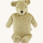 Senger large beige bear - a GOTS organic cotton soft fluffy huggable bear showing its embroidered facial features