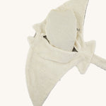 The under side of the Senger large organic cotton manta ray cuddly toy, with the heatable inside bag half out