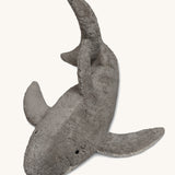 Senger Naturwelt Large Cuddly Shark, organic GOTS cotton plush soft toy with natural wool filling and spelt husk heat cushion.