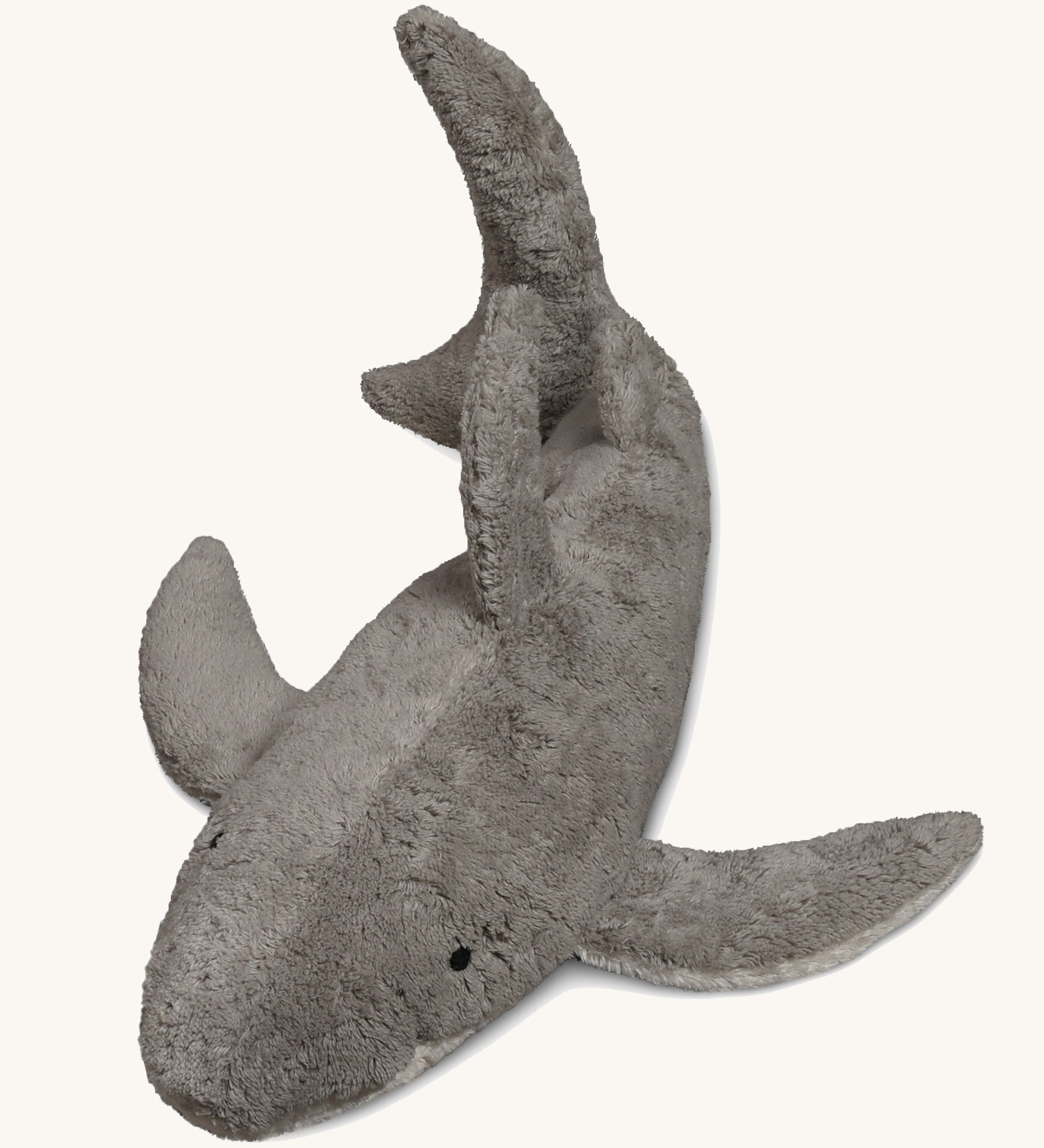 Senger Naturwelt Large Cuddly Shark, organic GOTS cotton plush soft toy with natural wool filling and spelt husk heat cushion.