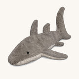 Organic Senger Naturwelt Small Cuddly Shark soft toy made from GOTS cotton plush with natural wool filling and grape seed heat cushion.