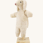 Senger Hand Puppet - White Sheep organic soft toy on a cream background.