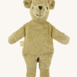 Senger cuddly bear. A small beige GOTS organic cuddly teddy bear that can be warmed up