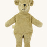 Senger cuddly bear. A small beige GOTS organic cuddly teddy bear that can be warmed up